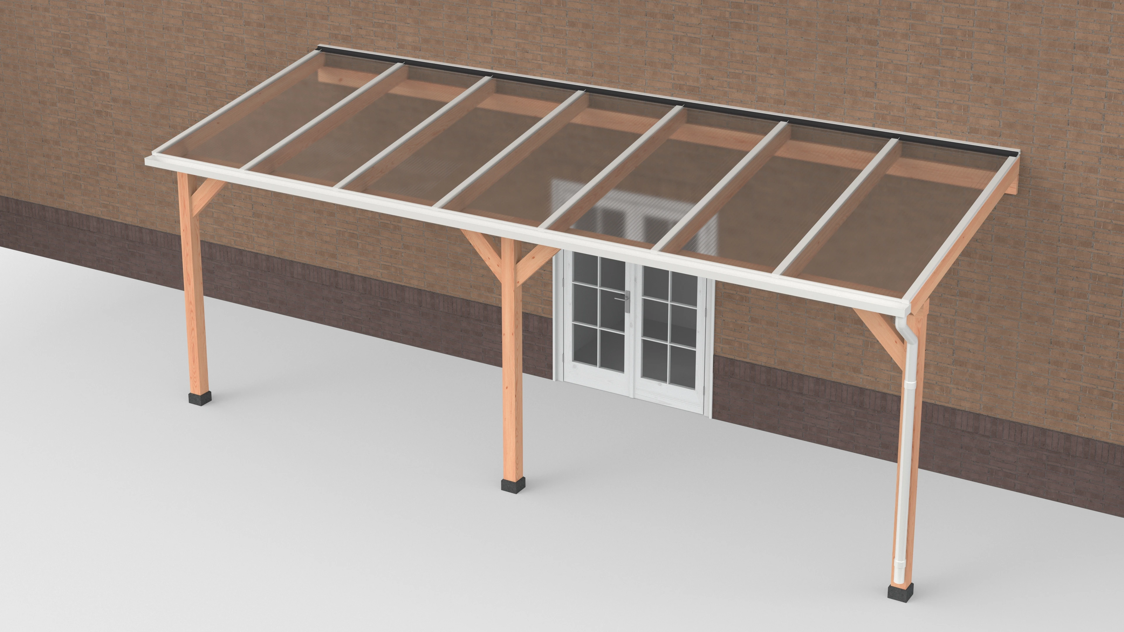 Douglas Terrasoverkapping Wit Polycarbonaat Helder Geschaafd 700 x 250 cm - Afbeelding 1